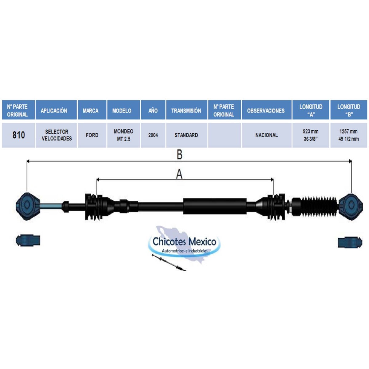 Chicote Selector Velocidades Ford Mondeo Año 2004 Estandar Mt 2.5