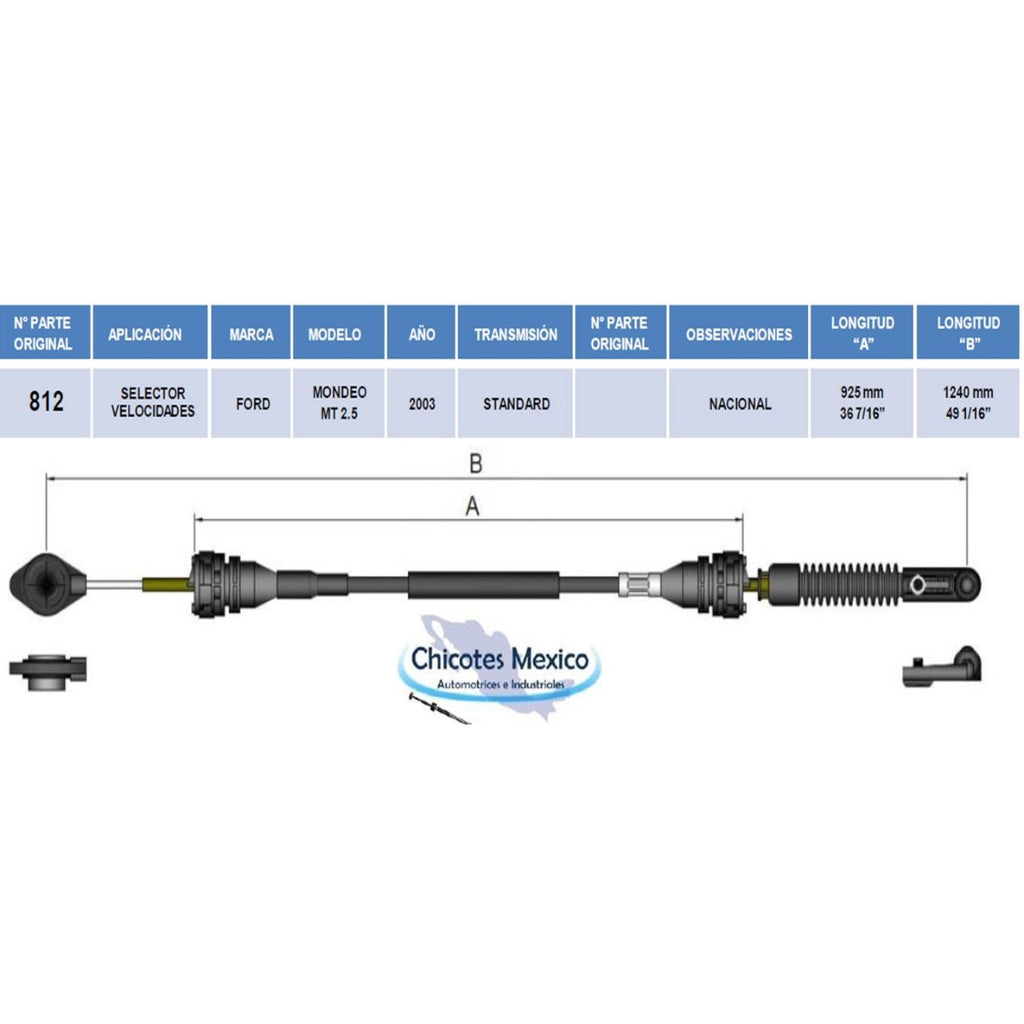 Chicote Selector Para Ford Mondeo Año 2003 Transmisión Estándar