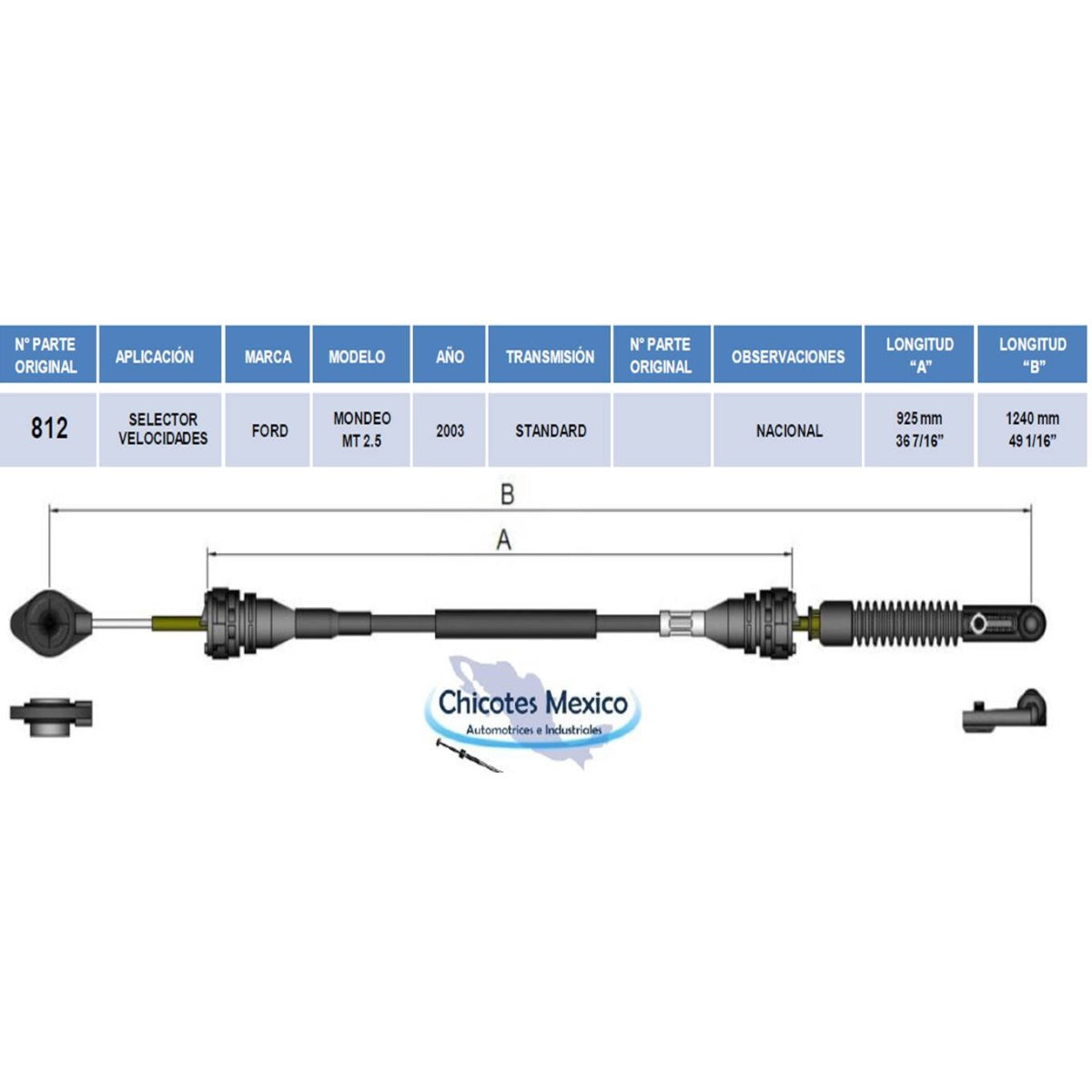 Chicote Selector Para Ford Mondeo Año 2003 Transmisión Estándar