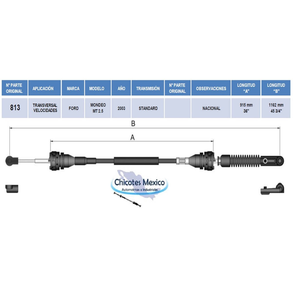 Chicote Transversal de Velocidades Ford Mondeo 2003 Mt 2.5