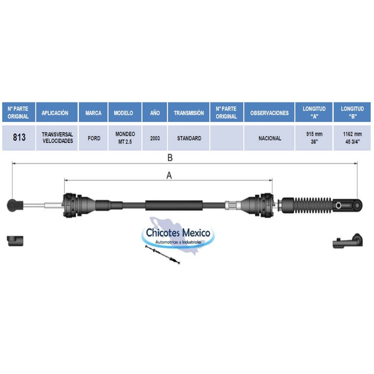 Chicote Transversal de Velocidades Ford Mondeo 2003 Mt 2.5