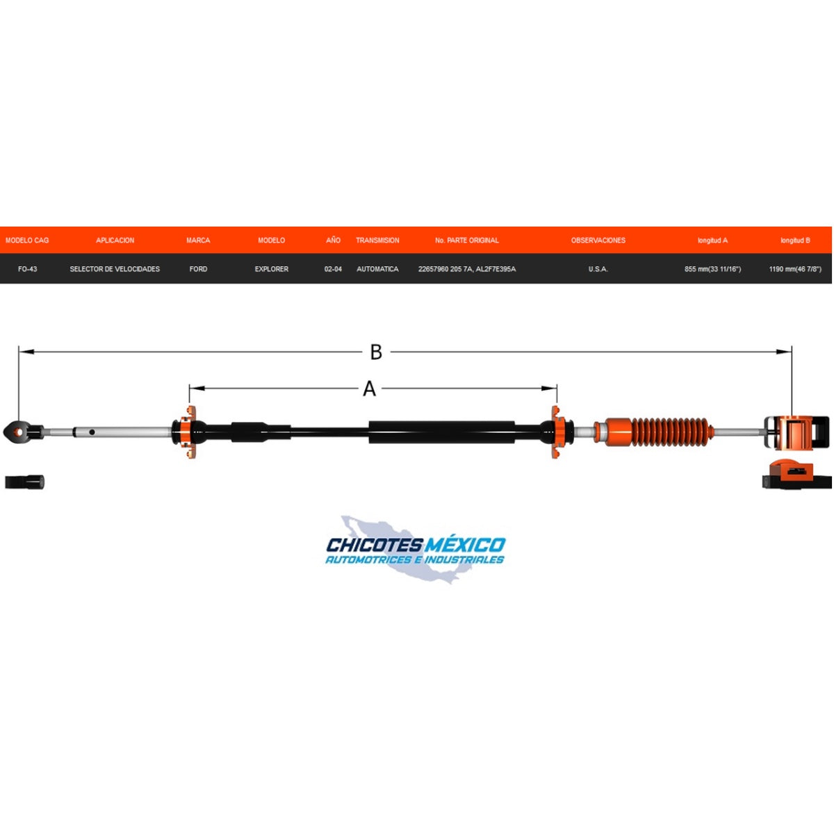Chicote Selector Ford Explorer 2002-2004 De Transmisión Automática