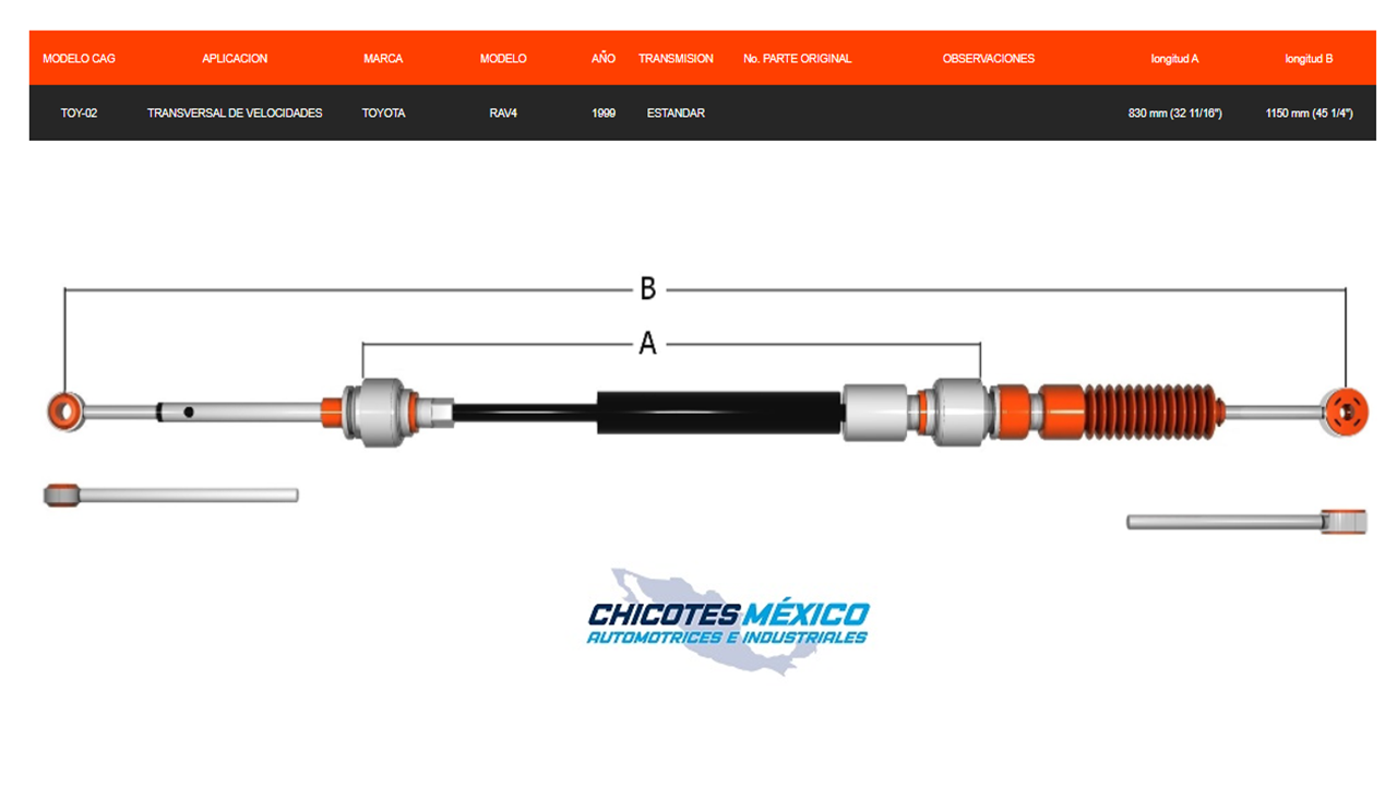 Chicote Transversal Toyota Rav4 1999 Transmisión Estándar