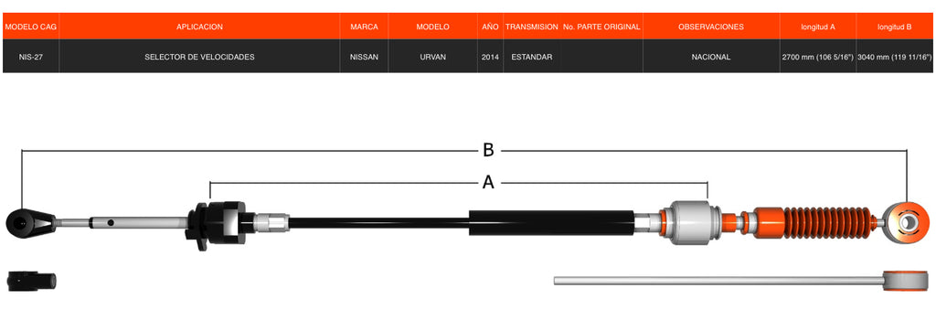 Chicote Para Nissan Urvan 2014 Transmisión Estándar.