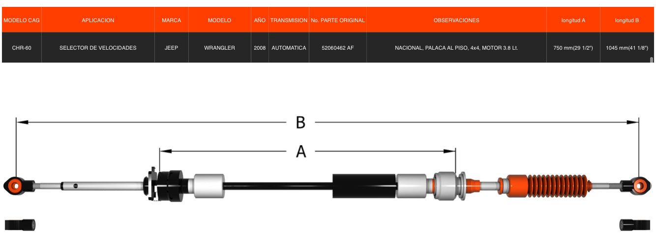 Chicote Selector Jeep Wrangler 2008 Transmisión Automática
